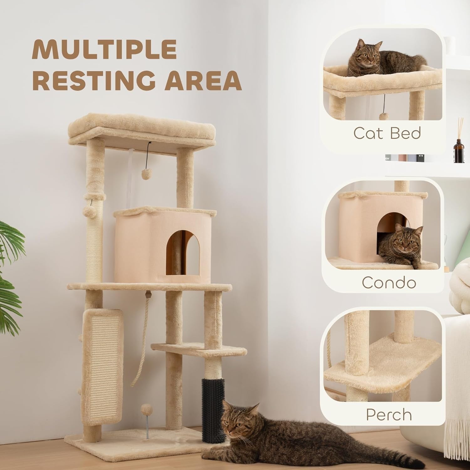 Cat Tree Tower 132cm Multi Level Scratching Post Condo Bed Indoor Climber