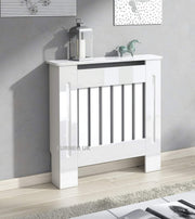 Small High Gloss Radiator Cover White Modern MDF Heater Cabinet with Shelf