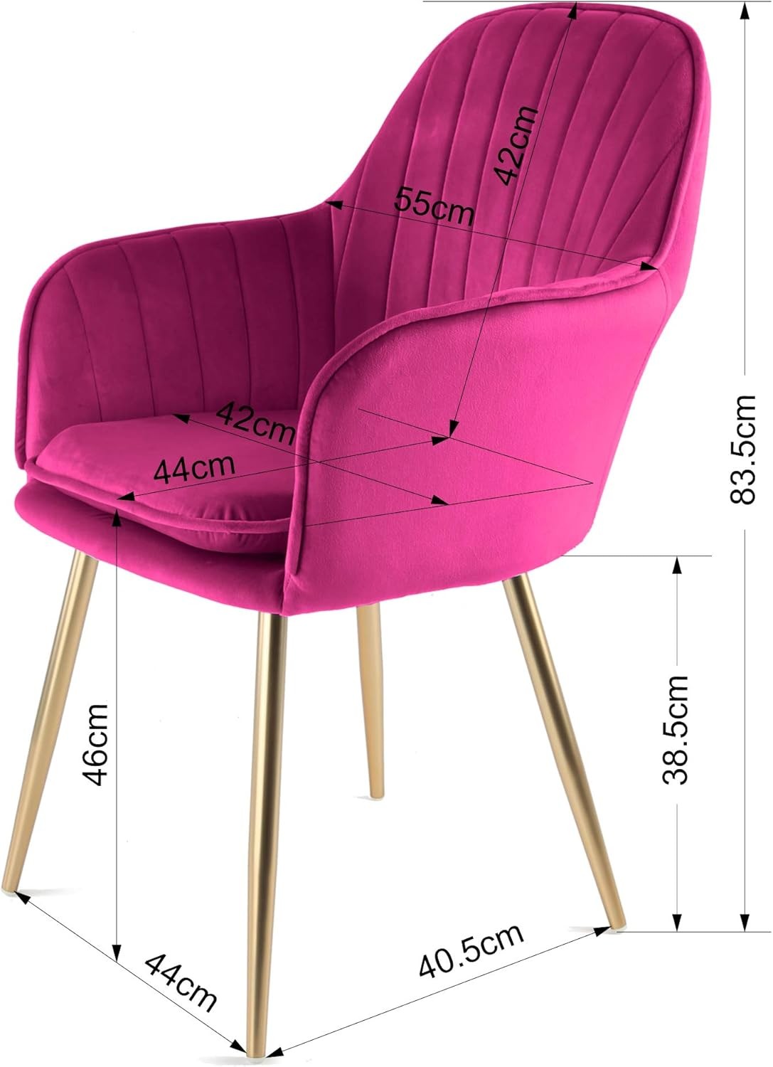 Fuchsia Velvet Tub Chair Gold Chrome Legs Accent Armchair