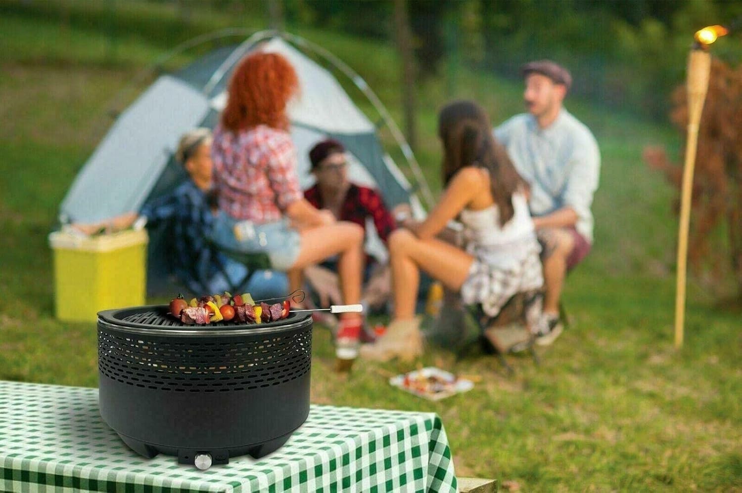 Portable Smokeless Charcoal BBQ Grill with Carry Case – Tabletop Camping