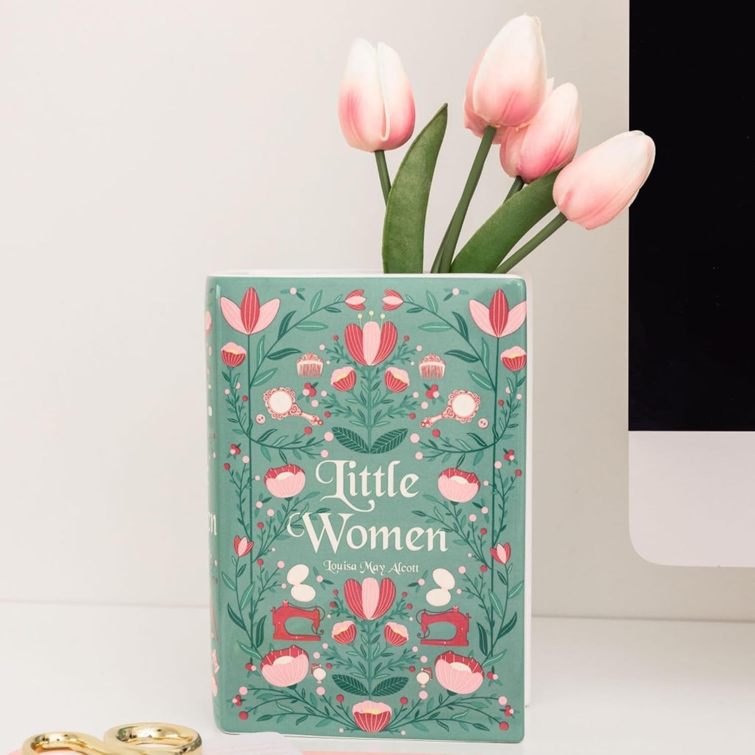 Book Shaped Ceramic Vase Decorative Bookshelf Flower Vase Home Decor