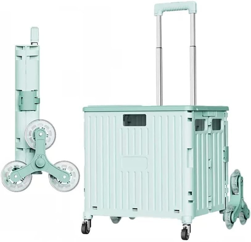 Green Foldable 8-Wheel Stair Climber Cart Lightweight Portable Rolling Trolley