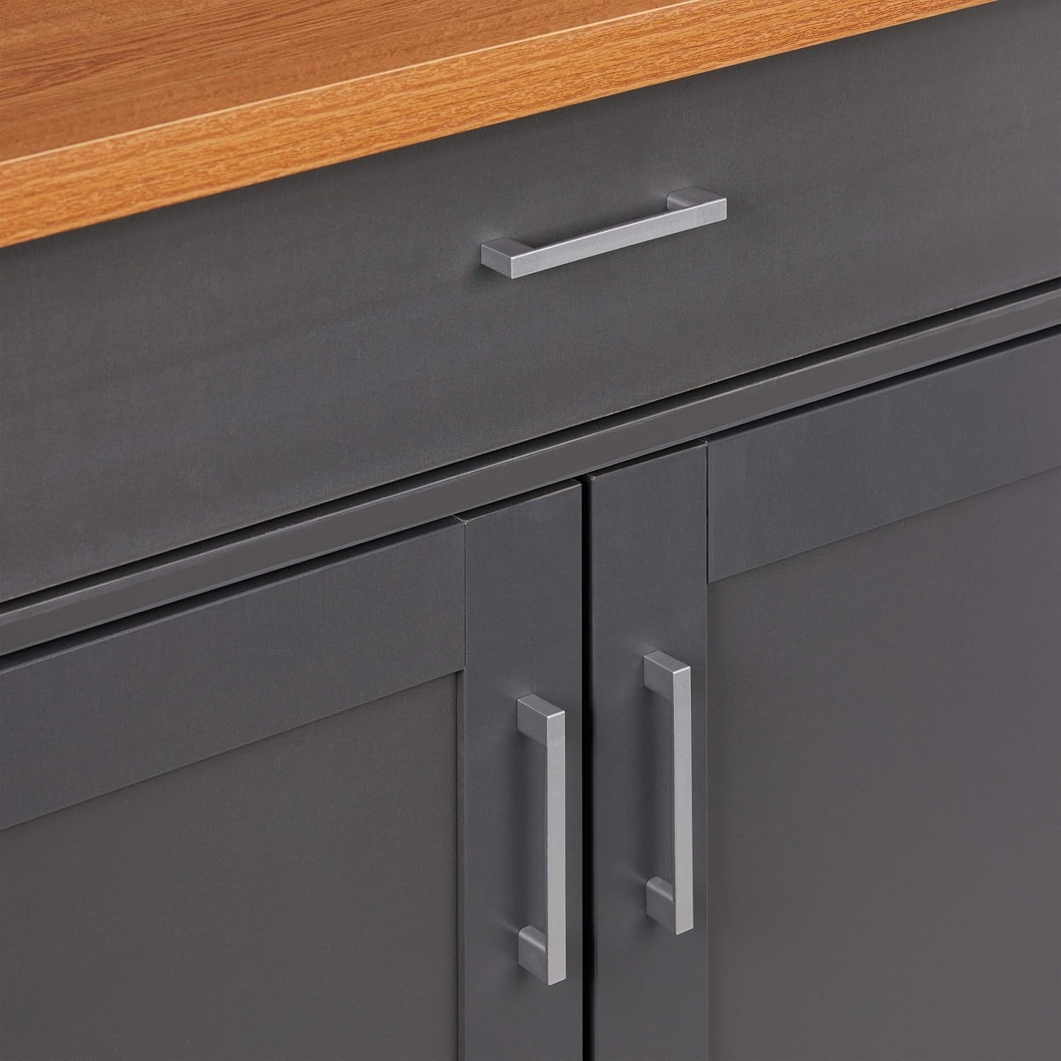 Kitchen Trolley on Wheels Storage Cabinet with Wooden Top & Drop Leaf