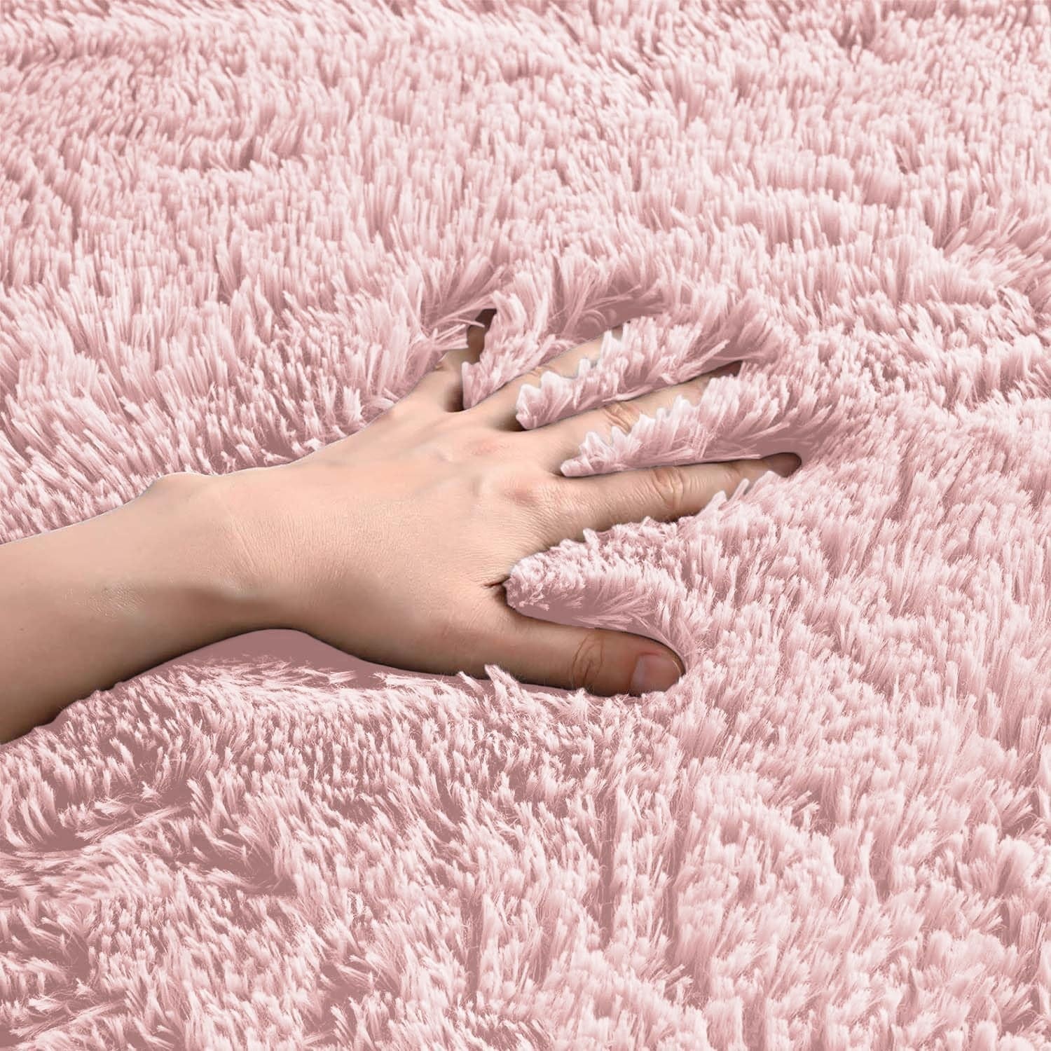 Large Shaggy Rug 80x150cm Set of 2 Soft Plush Anti Slip Fluffy Carpet Pink