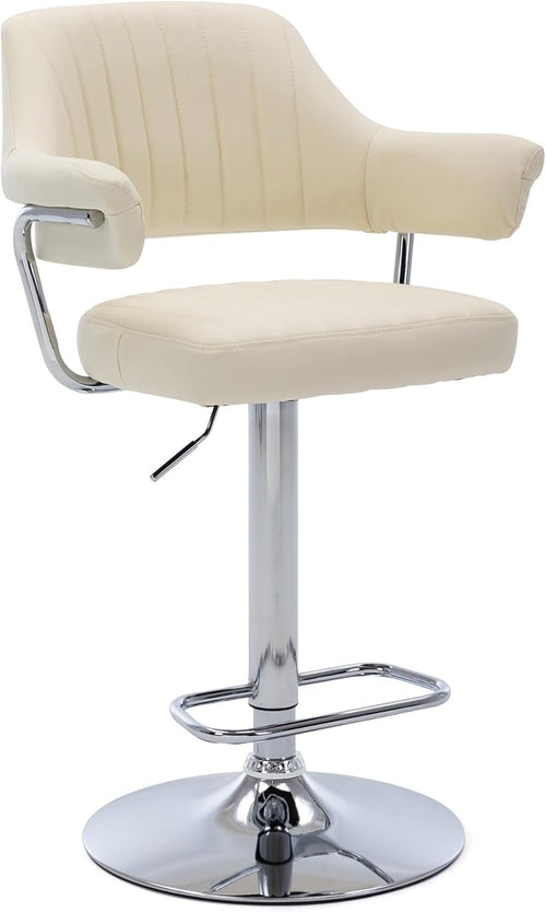 Modern Swivel Bar Stool Faux Leather Padded Adjustable Kitchen Seat