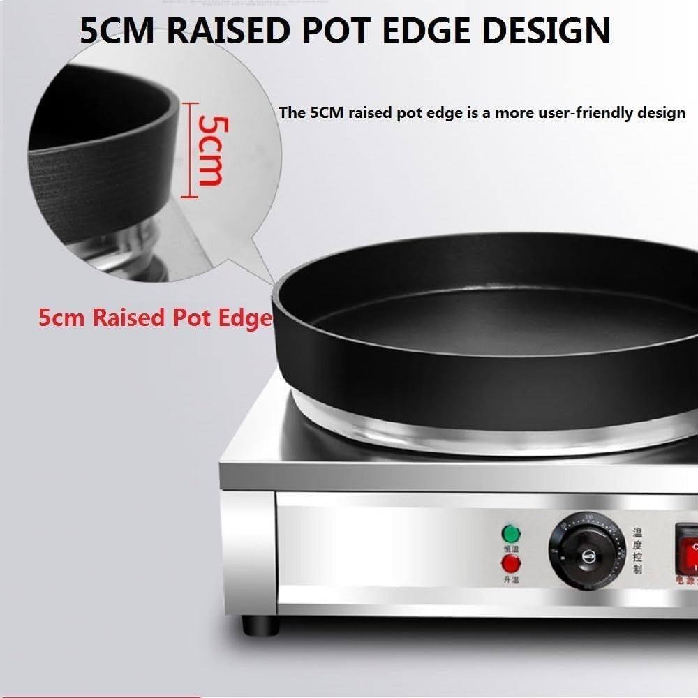 Commercial Gas Crepe Maker 40CM | Stainless Steel Non-Stick Griddle | Adjustable