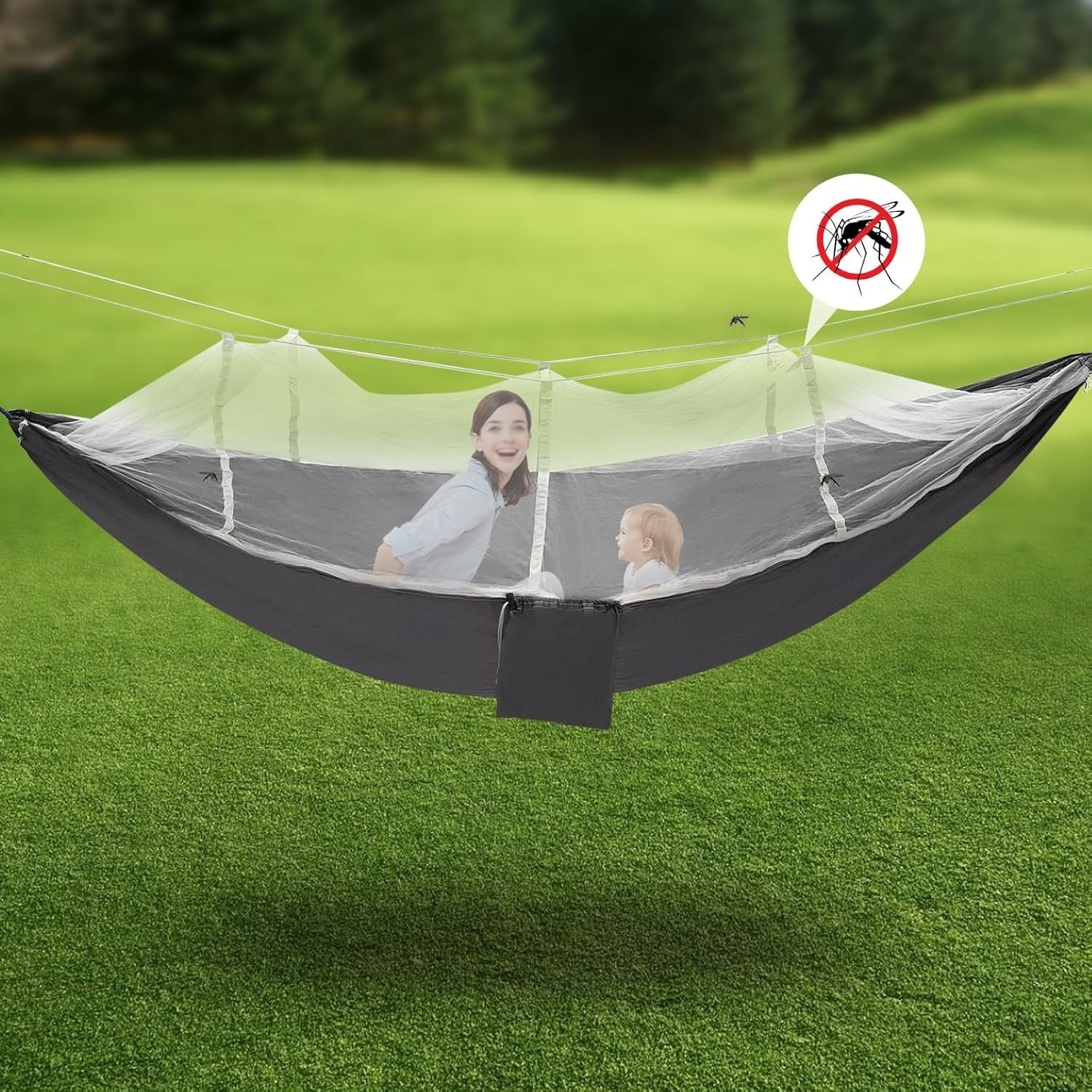 Camping Hammock with Mosquito Net & Tree Straps | Ultralight 210T Nylon