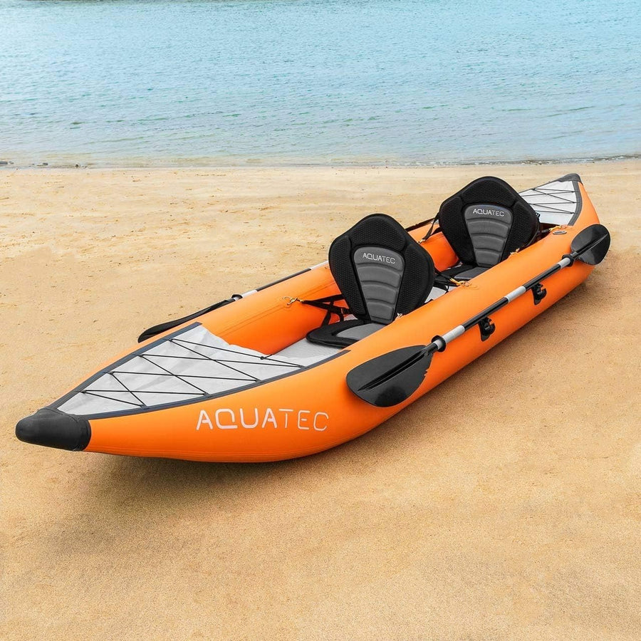 Inflatable Tandem Kayak PVC Canoe Set w/ Seats Paddles Pump
