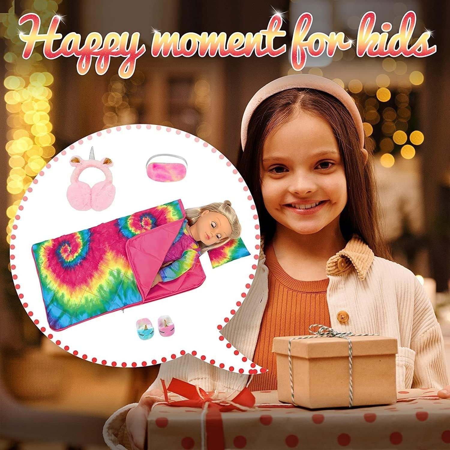 18in Doll Sleeping Bag Set Pillow Eye Mask Nightwear Accessories