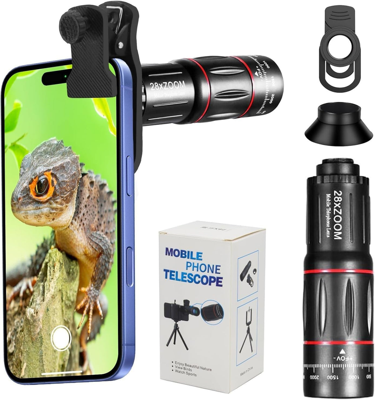 28X25 High Power Monocular with BAK4 Prism FMC Lens Waterproof Compact