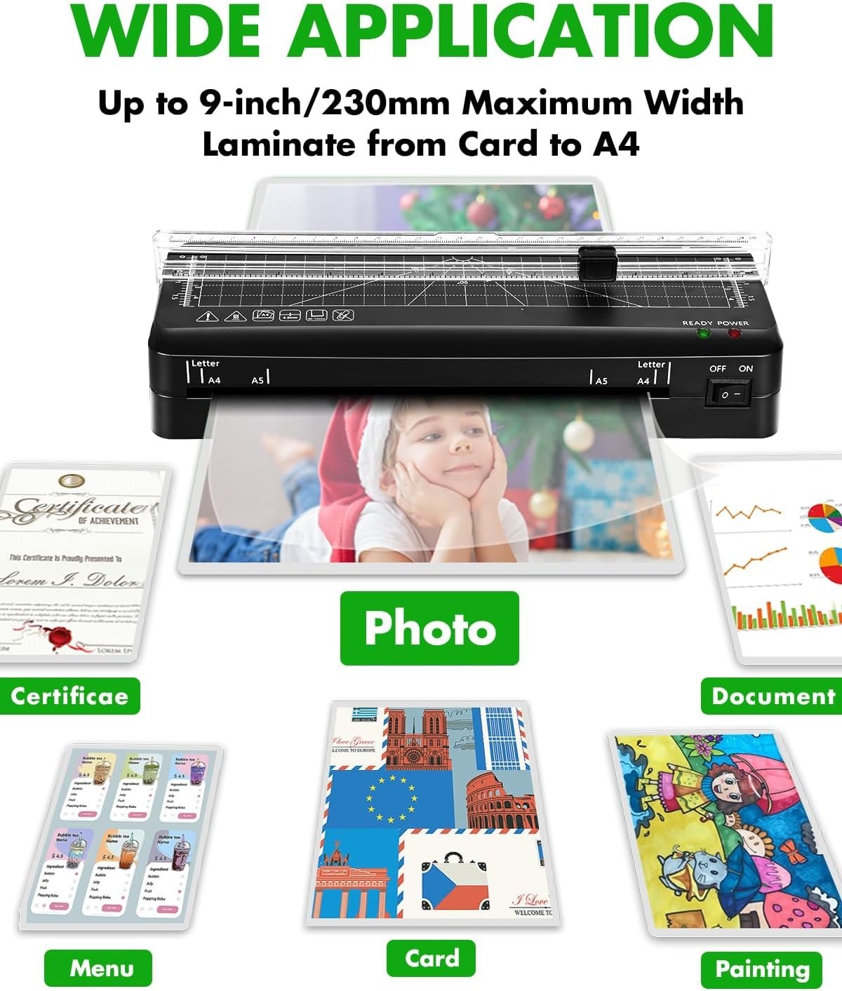 A4 Laminator 70s Fast Warm Up Quiet Portable Built-In Trimmer