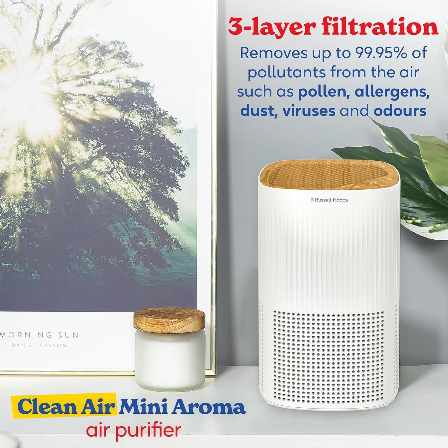 Mini Air Purifier CADR 100m³/h Bedroom Allergy Odor LED Aroma