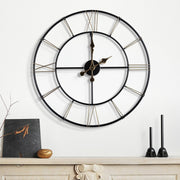 Modern 40cm Metal Wall Clock Silent Roman Numeral Skeleton Home Decor