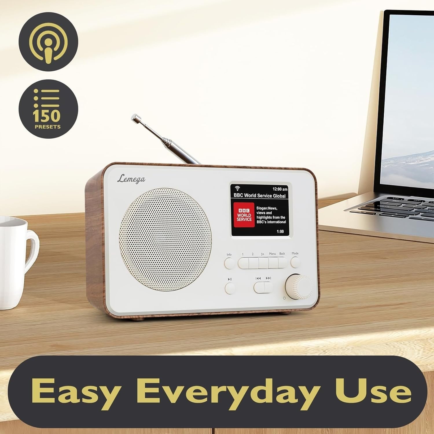 Internet Radio DAB+ FM Bluetooth 150 Presets Alarm Colour