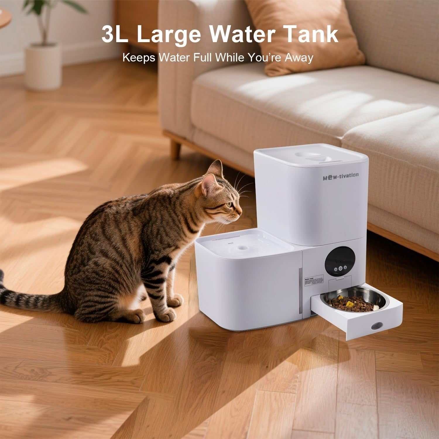 2 in 1 WiFi Automatic Cat Feeder Water Fountain 5L Food 3L Water