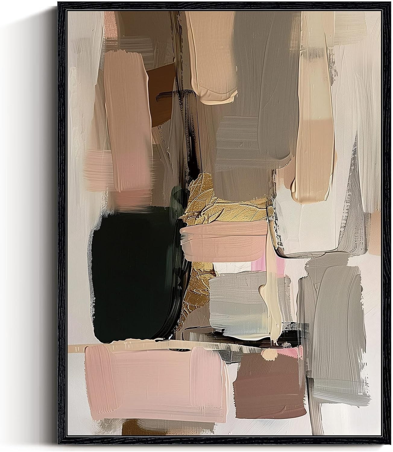 Modern Abstract Canvas Wall Art Black Pink Minimalist Home Decor