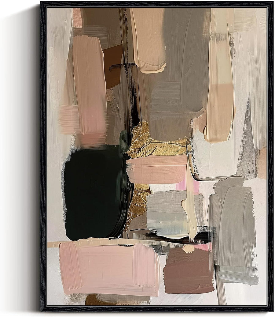 Modern Abstract Canvas Wall Art Black Pink Minimalist Home Decor