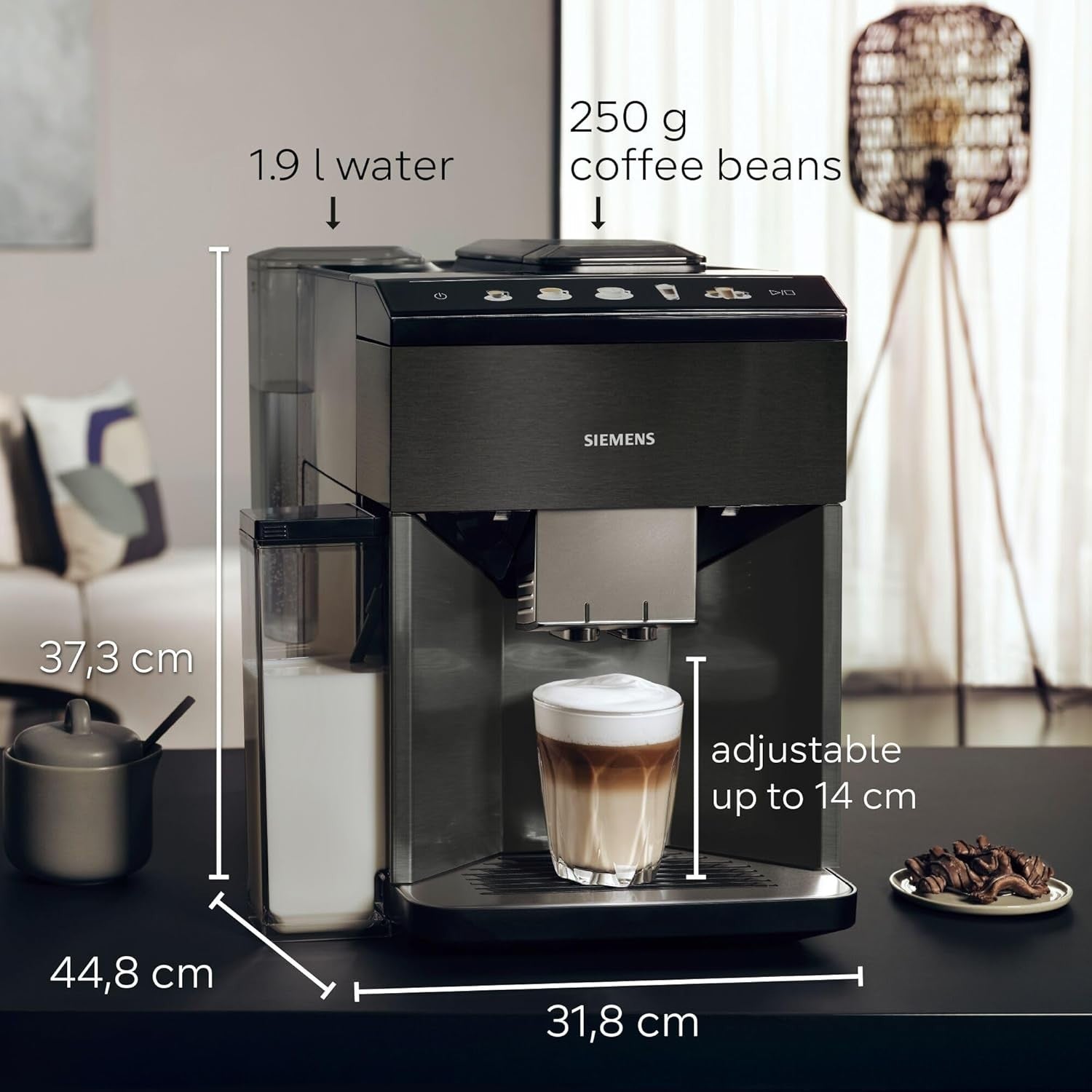 Smart Bean-to-Cup Coffee Maker Auto Milk Clean One-Touch Drinks