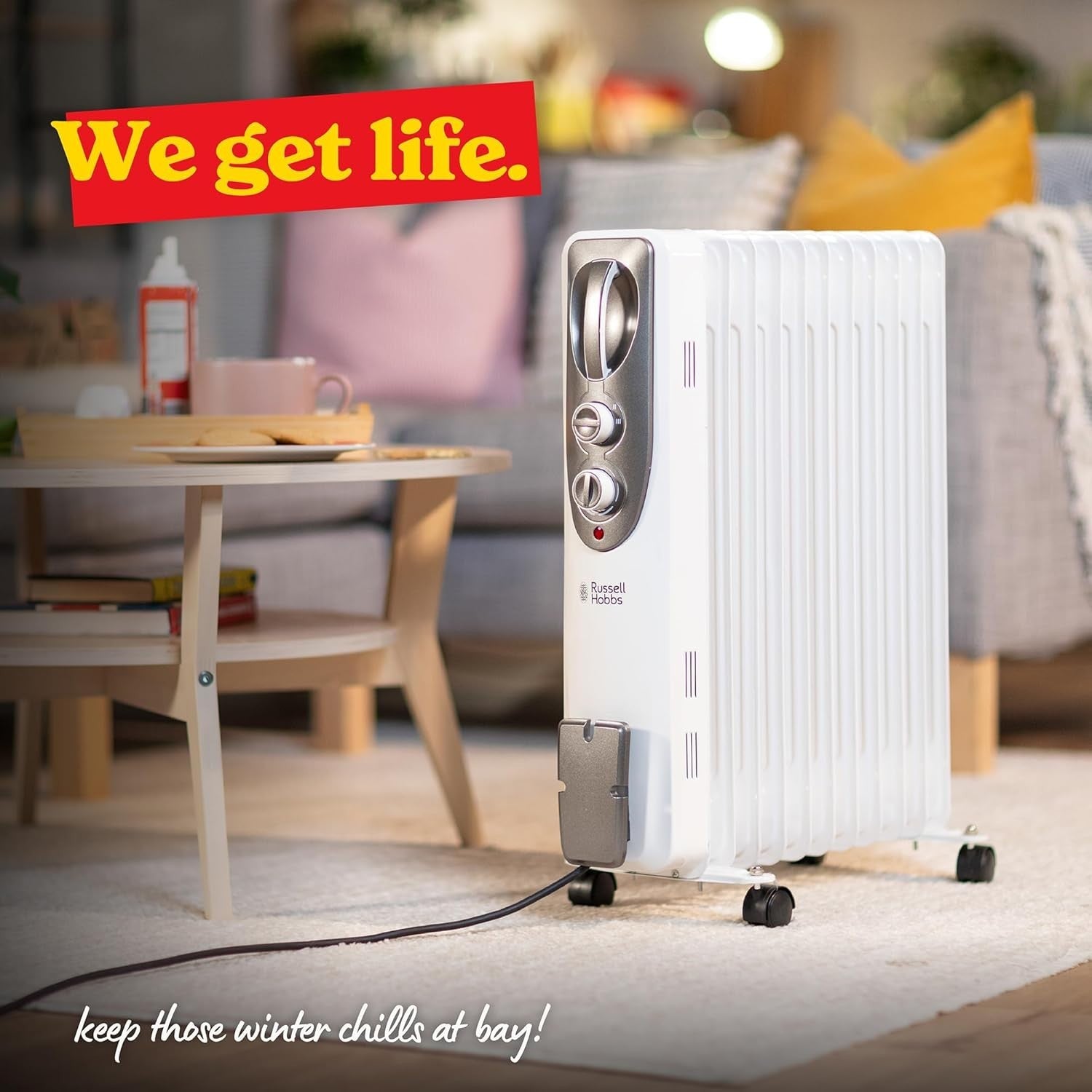 2500W Oil Filled Radiator 11 Fin Portable Heater w/ Thermostat & Safety