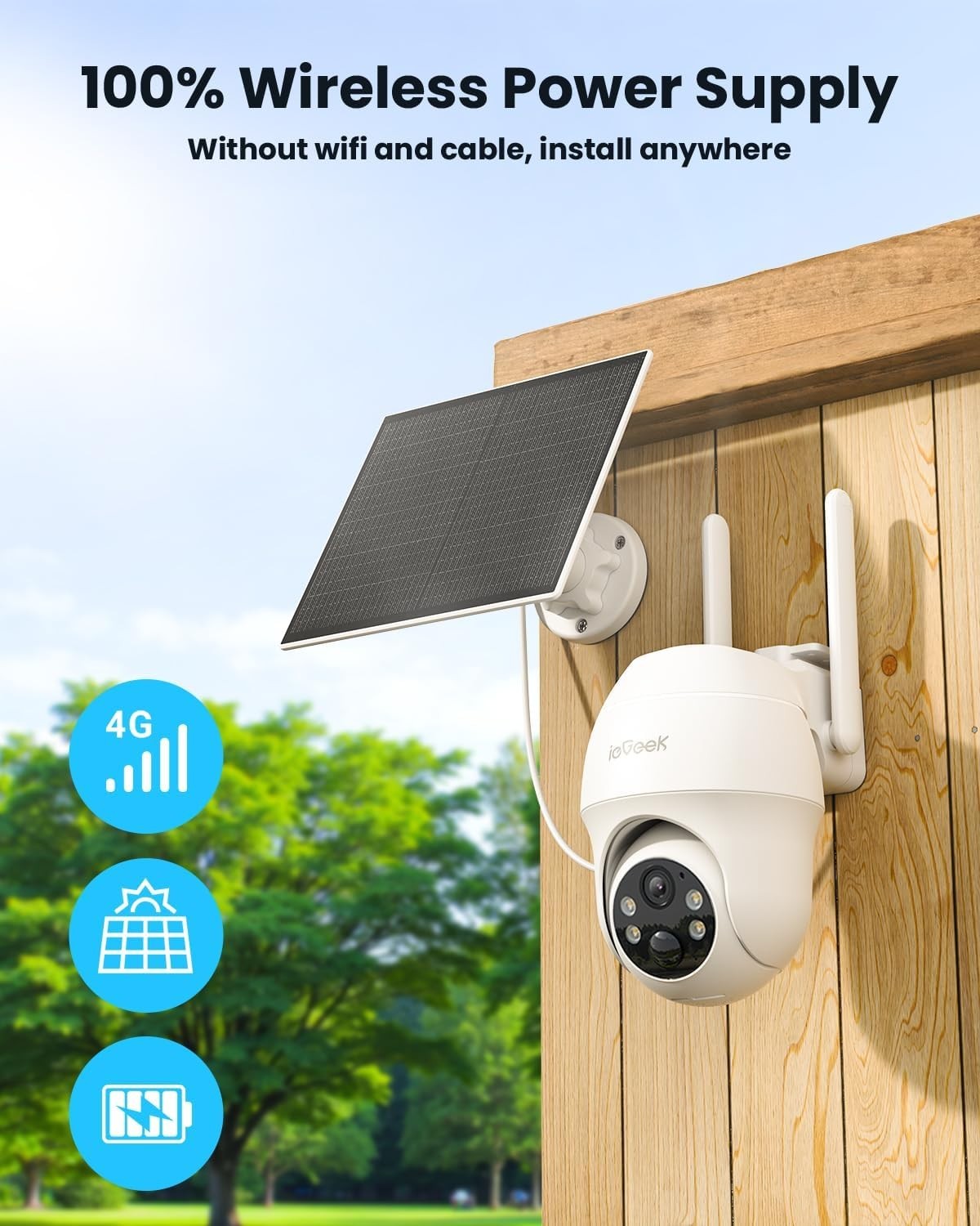 4G LTE Solar Security Camera 2K Wireless No WiFi SIM Card CCTV