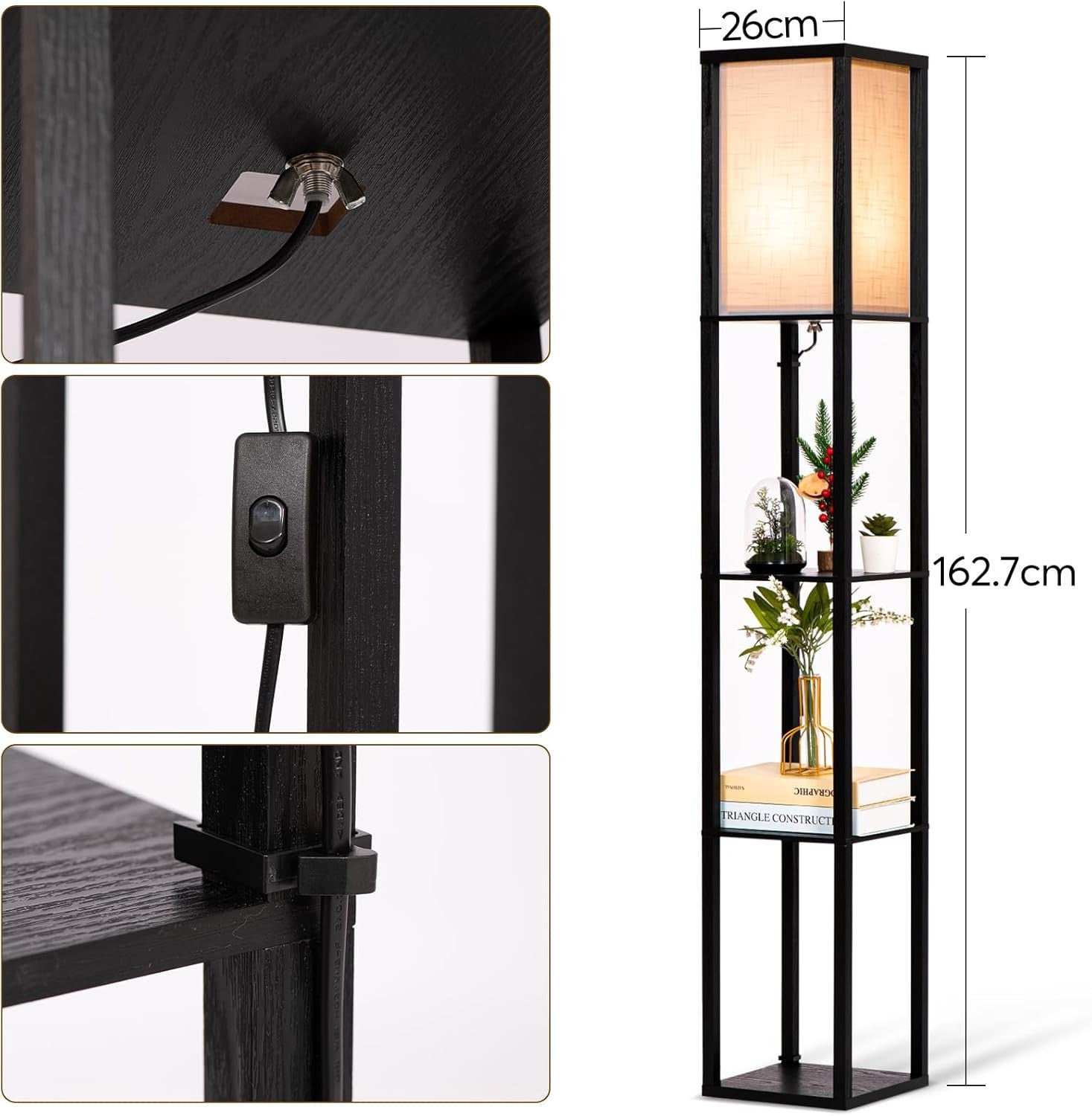 Floor Lamp With Shelves LED Modern Storage Standing Light Living Room Bedroom
