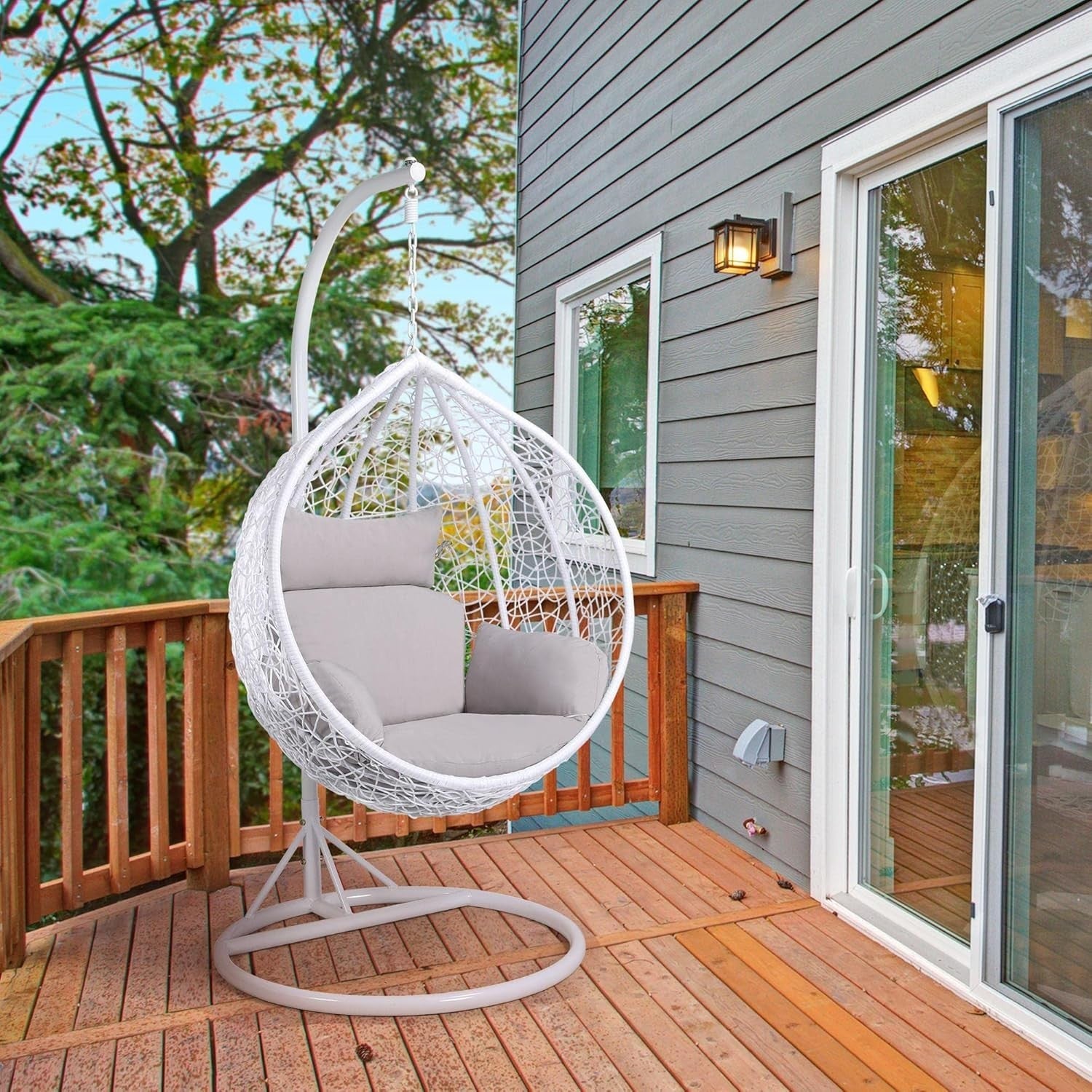 Modern Hanging Egg Chair with Soft Cushion | Rattan Swing for Garden