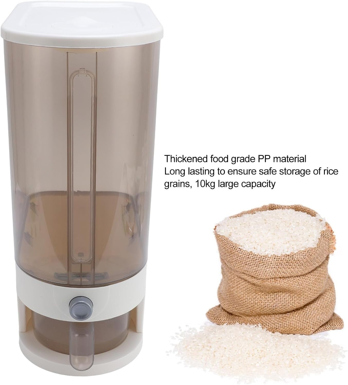 10KG Rice Dispenser Airtight PP Storage Container Space Saving