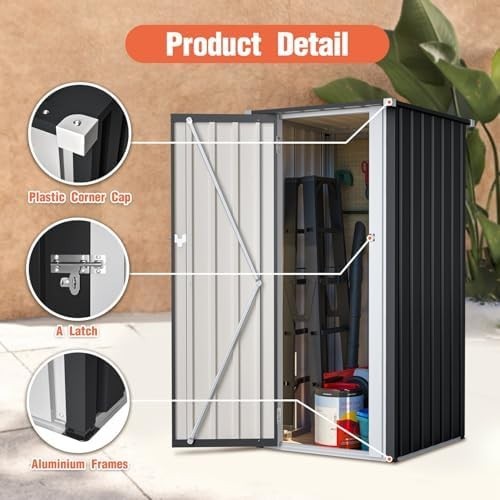 Metal Garden Storage Shed 2.6x2.9ft Waterproof Outdoor Bin & Tool Cabinet
