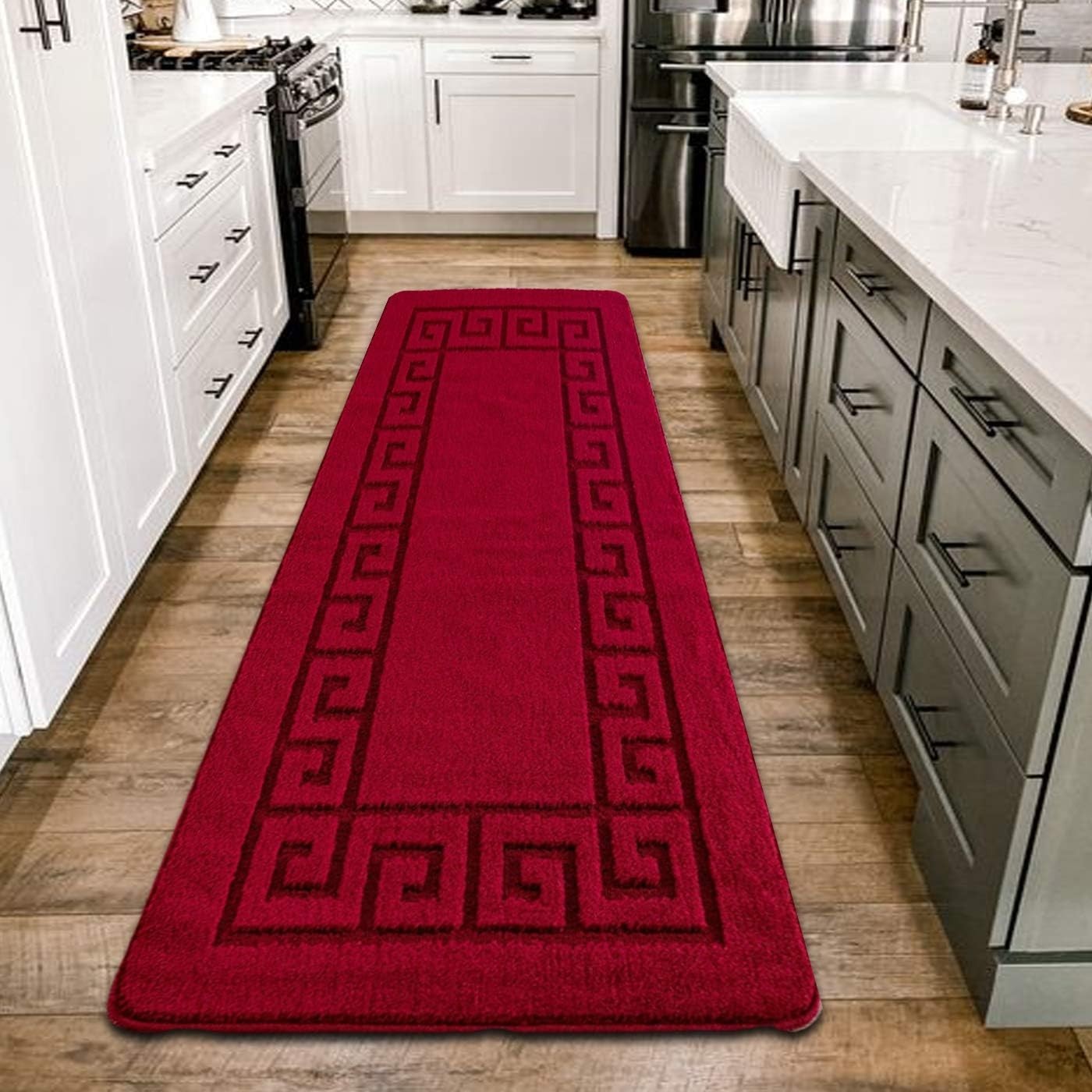 Extra Long Hallway Runner Rug 80x300cm Non Slip Waterproof Red Floor Mat