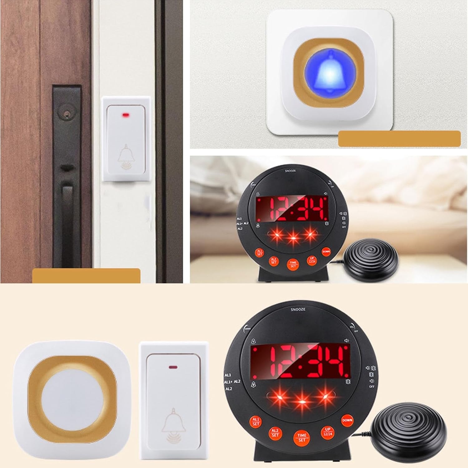 Vibrating Alarm Clock Loud Heavy Sleepers Bed Shaker LED Digital Display
