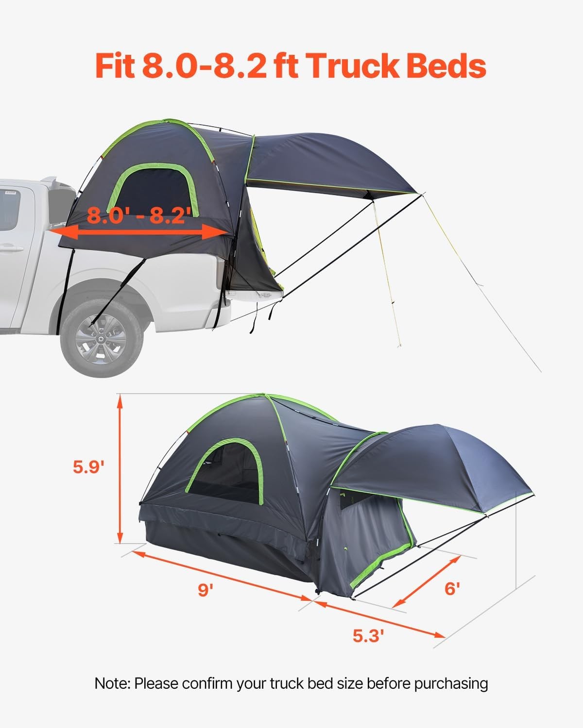 SUV Camping Tent PU2000mm Waterproof Double Layer w/ Awning