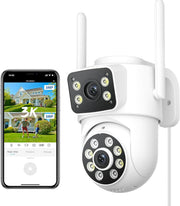 6MP Dual Lens Security Camera 3K WiFi CCTV 360° Color Night Vision