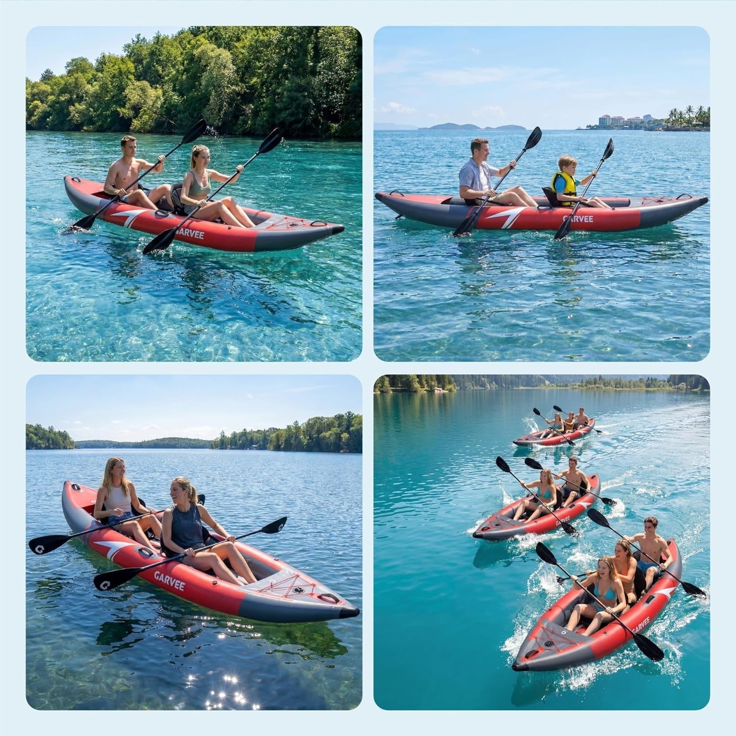 2 Person Inflatable Fishing Kayak w/ Paddles Pump Seats Bag