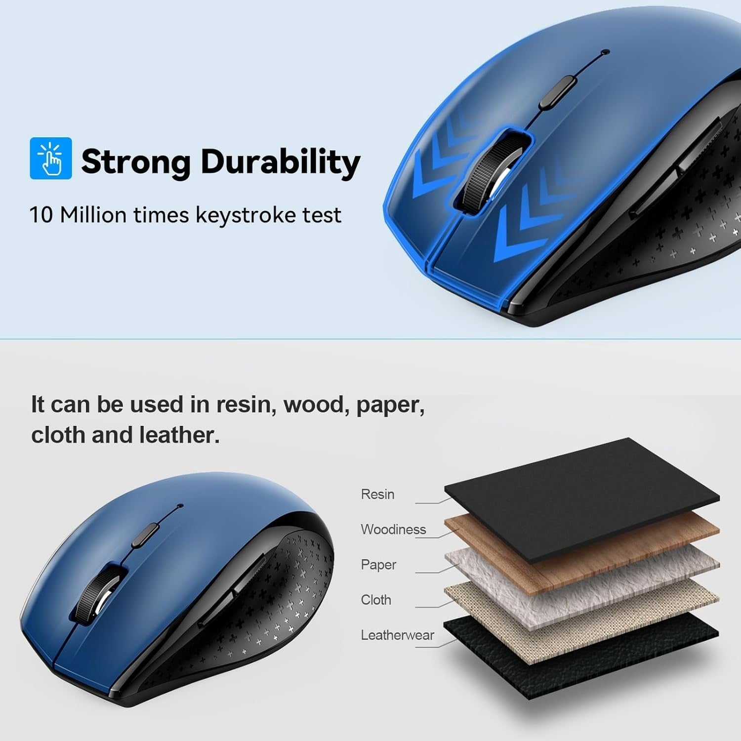Bluetooth Wireless Mouse 4800 DPI Silent Ergonomic Cordless for Laptop PC