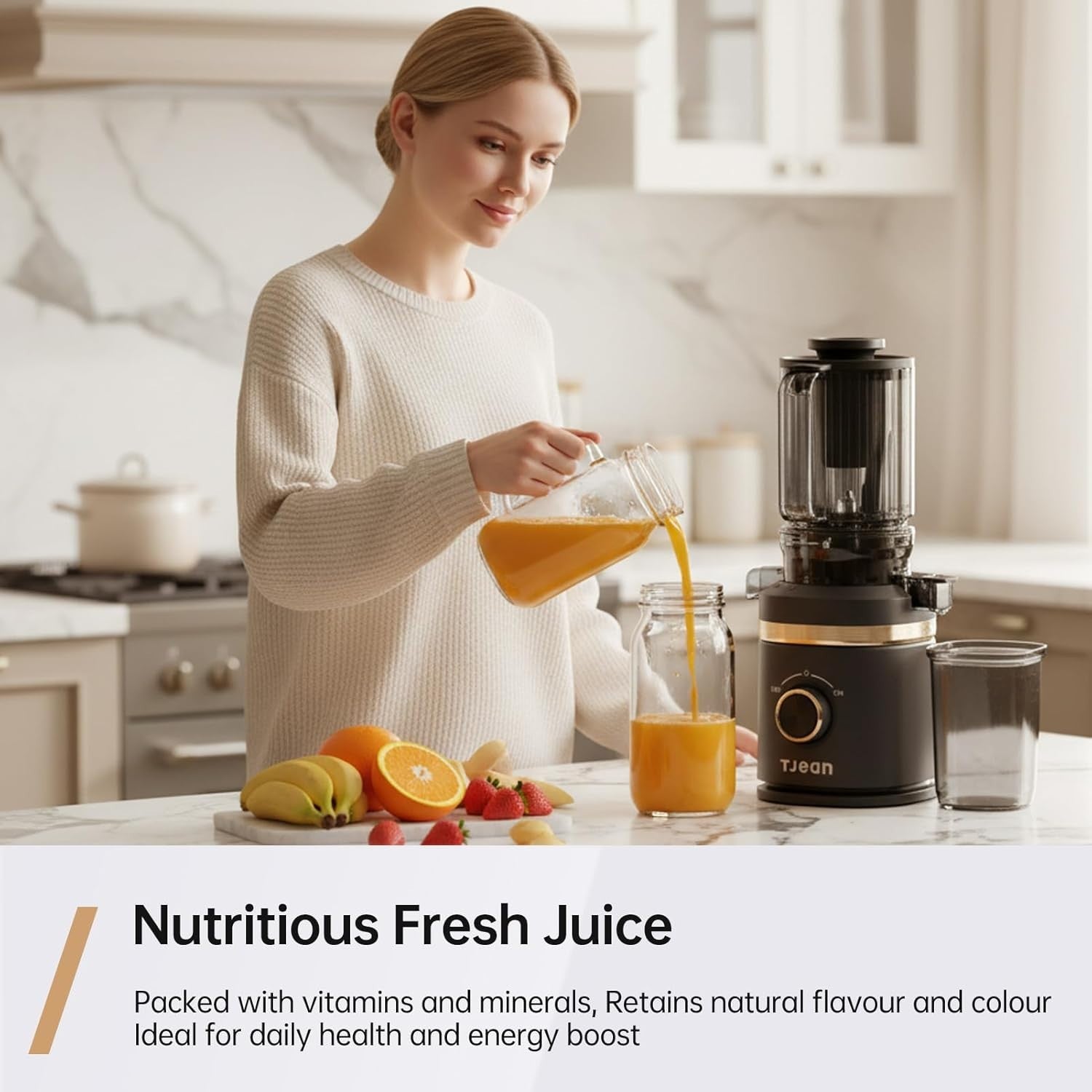 Cold Press Juicer Whole Fruit Slow Masticating 110mm Chute 150W