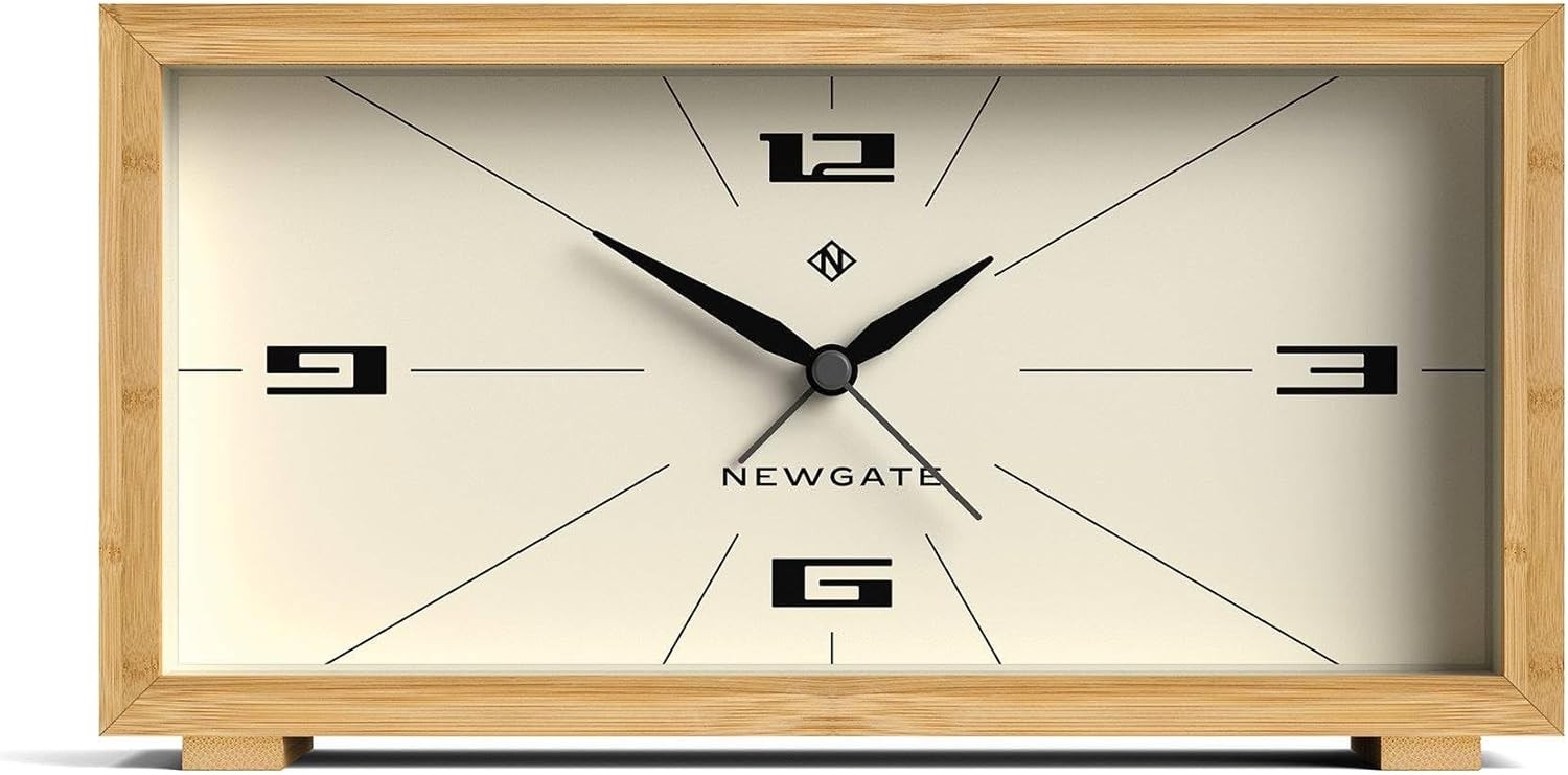 Silent Analogue Alarm Clock Bamboo Case Modern Bedside Desk Clock