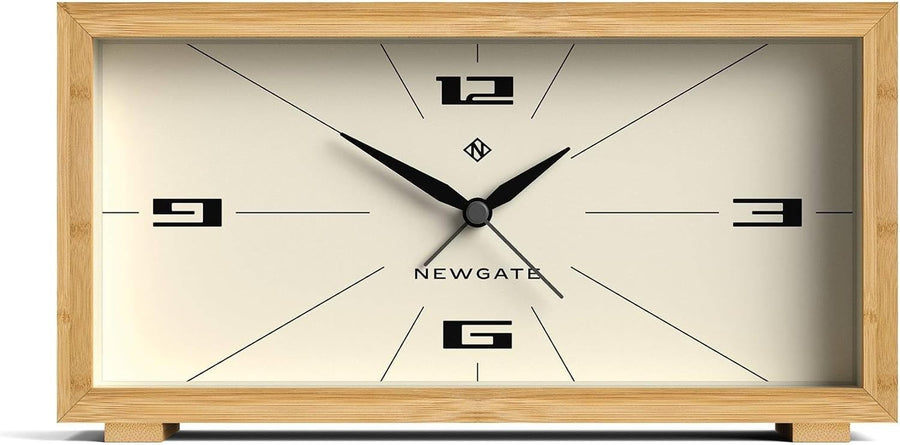 Silent Analogue Alarm Clock Bamboo Case Modern Bedside Desk Clock