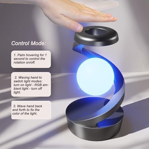 Levitating 3D Floating Bulb Lamp LED Desk Night Light with Wireless Charger