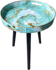 Round Side Table with Detachable Legs – 50x38x38cm Marble Green