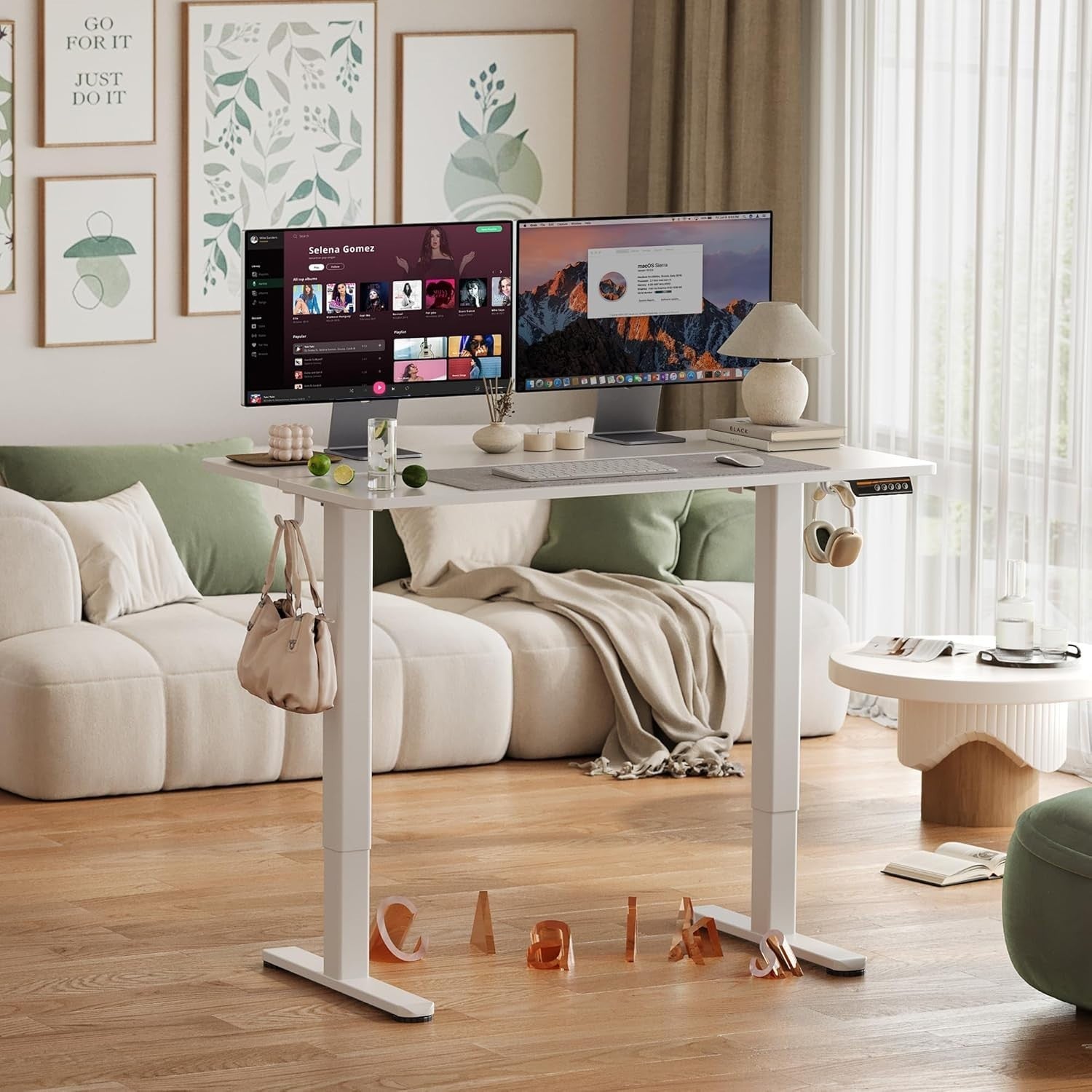 White Electric Standing Desk 100x60cm Adjustable Sit Stand Office Table