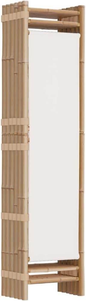 6 Panel Bamboo Folding Room Divider – 240x180cm Cream Privacy Screen for Living