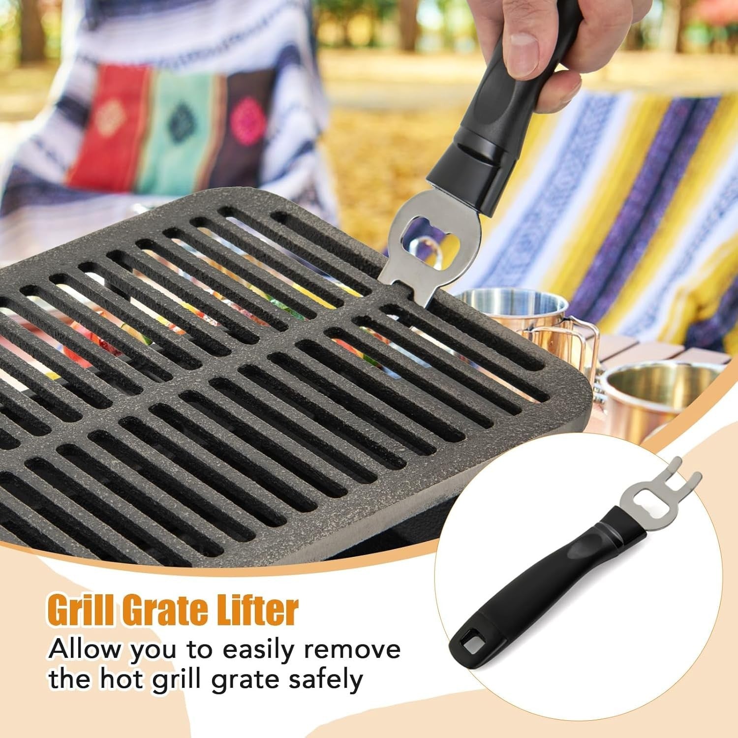 Portable Cast Iron Hibachi BBQ Grill Charcoal Stove Double Sided Grate Outdoor