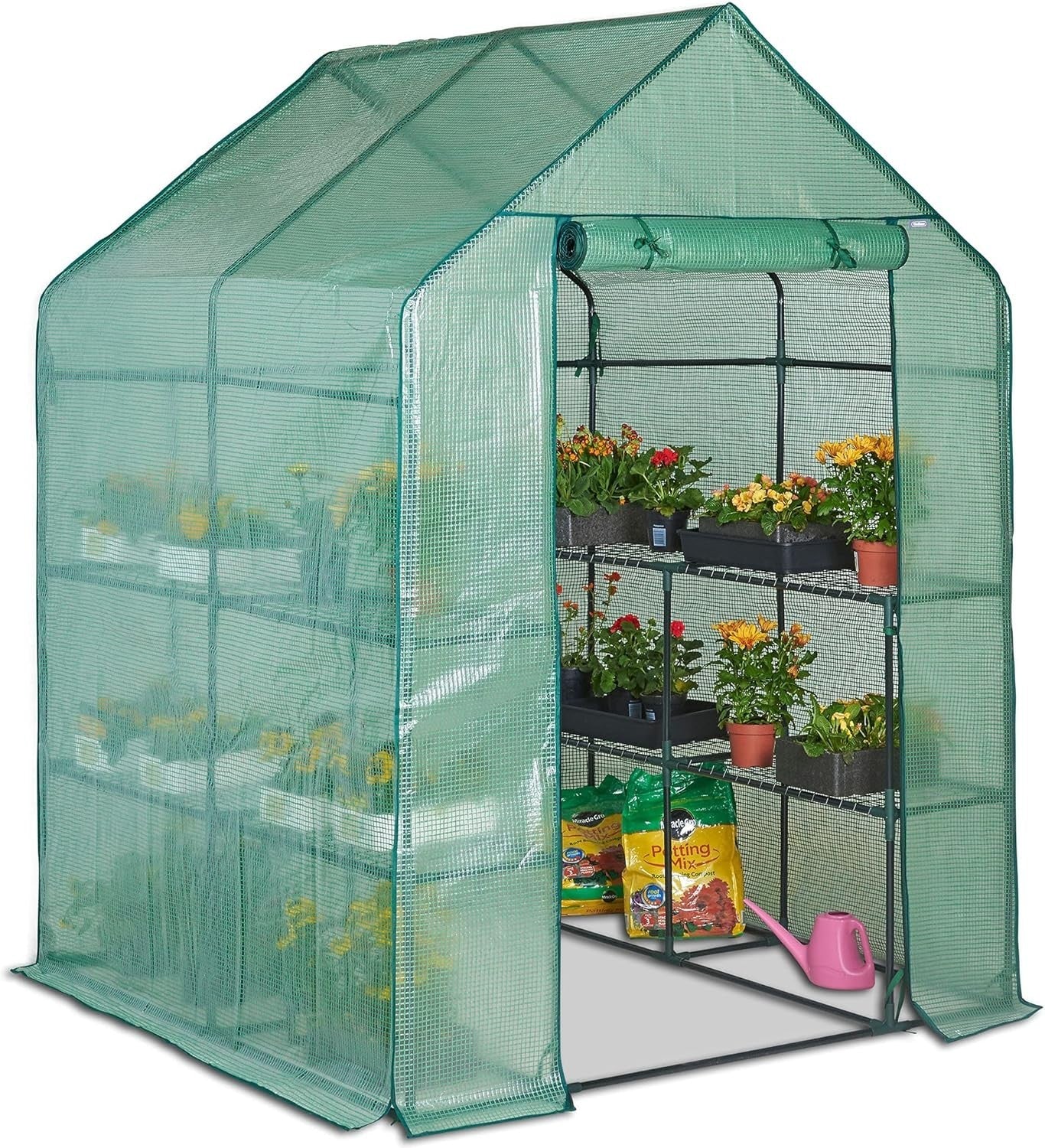 Large Walk-In Greenhouse with 8 Shelves | Heavy-Duty Steel Frame | Weatherproof