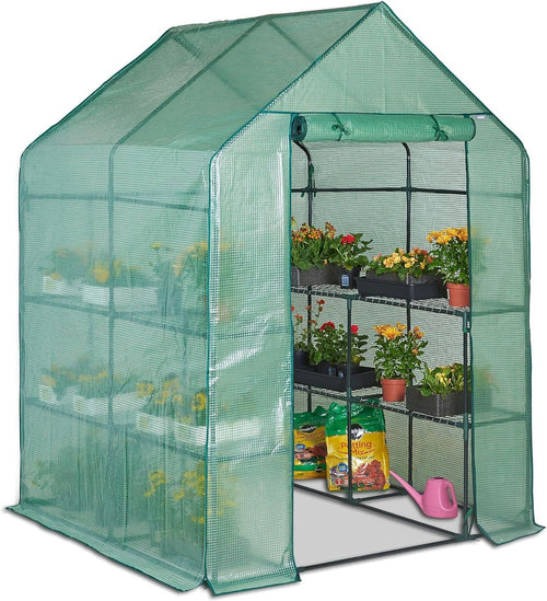 Large Walk-In Greenhouse with 8 Shelves | Heavy-Duty Steel Frame | Weatherproof