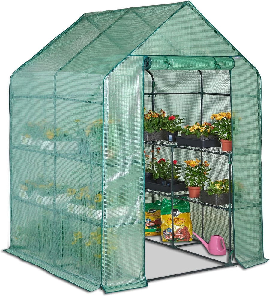 Large Walk-In Greenhouse with 8 Shelves | Heavy-Duty Steel Frame | Weatherproof