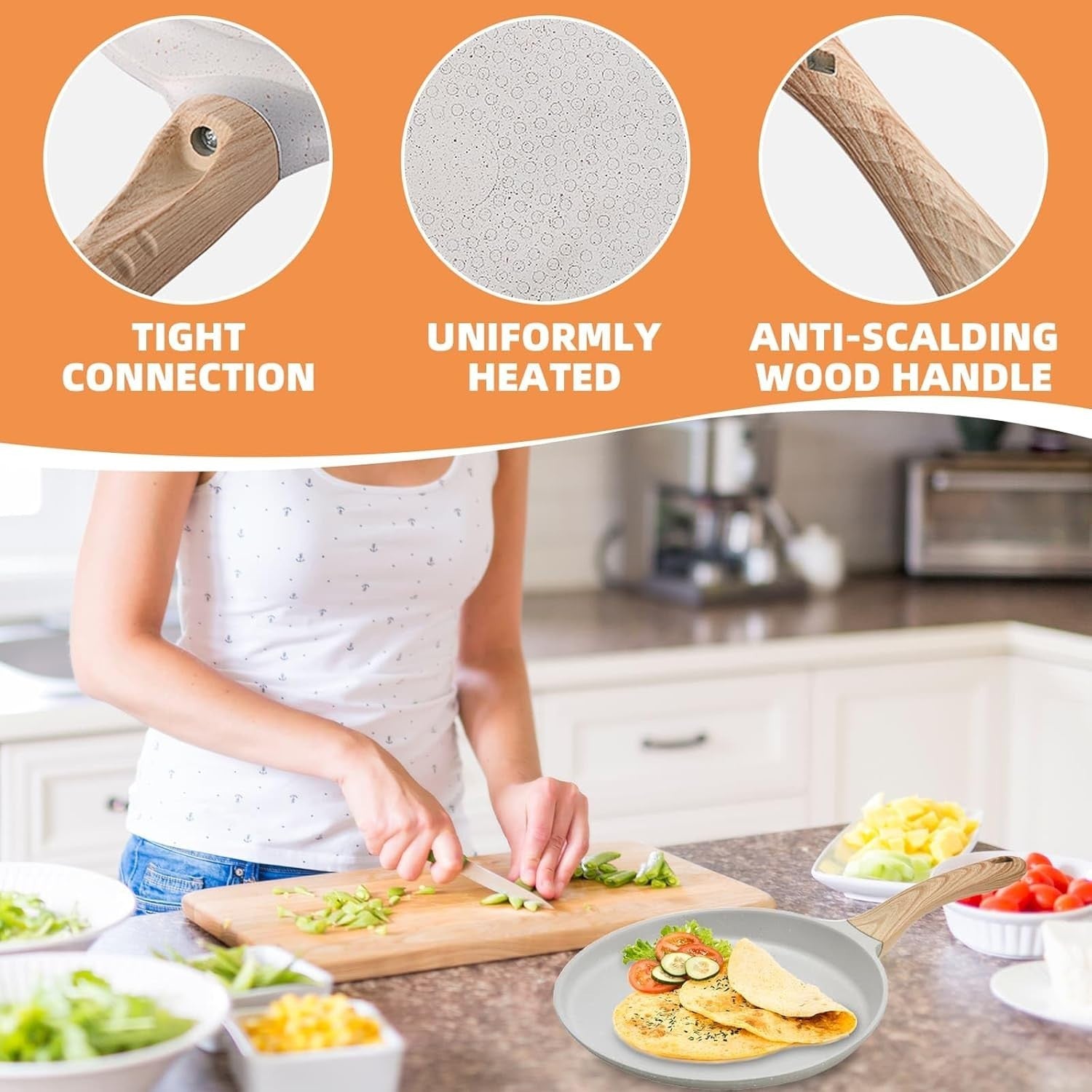 24cm White Non-Stick Crepe & Pancake Pan – Induction, Gas & Electric Hob