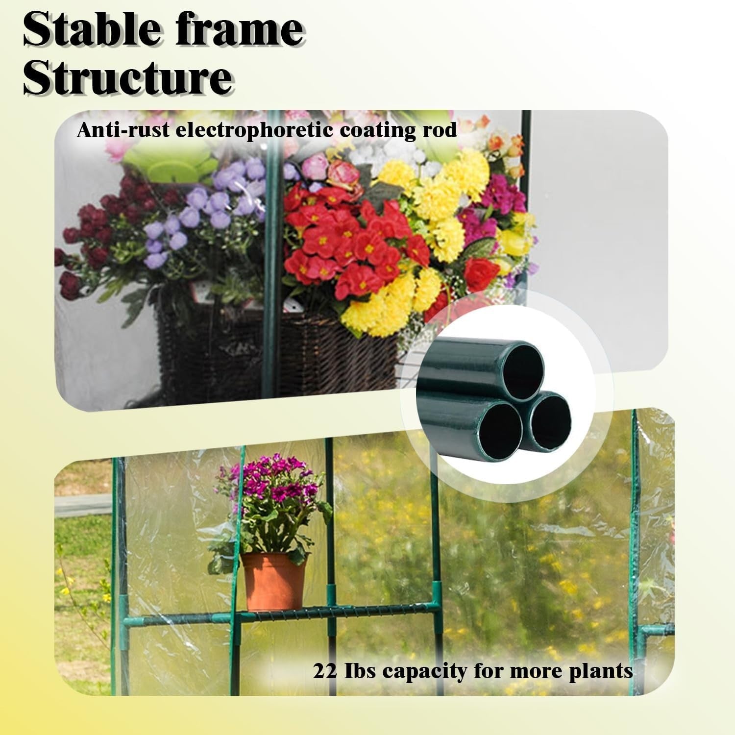 Walk-In 3 Tier 6 Shelf Greenhouse | PVC Cover Metal Frame Garden Growhouse