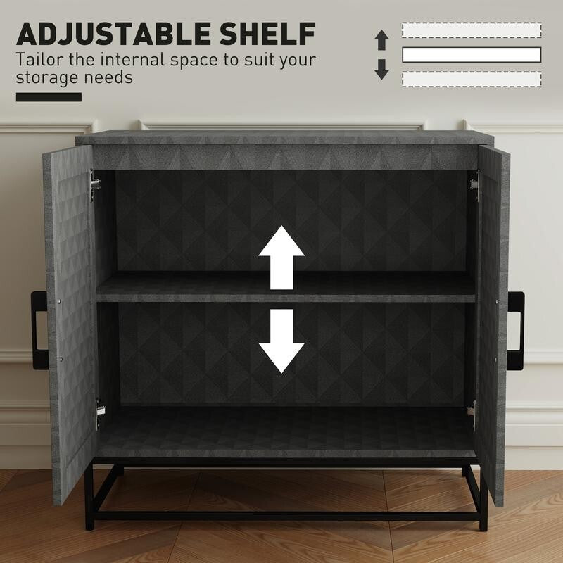 Modern Sideboard Cabinet 2 Door Storage Unit Steel Frame Adjustable