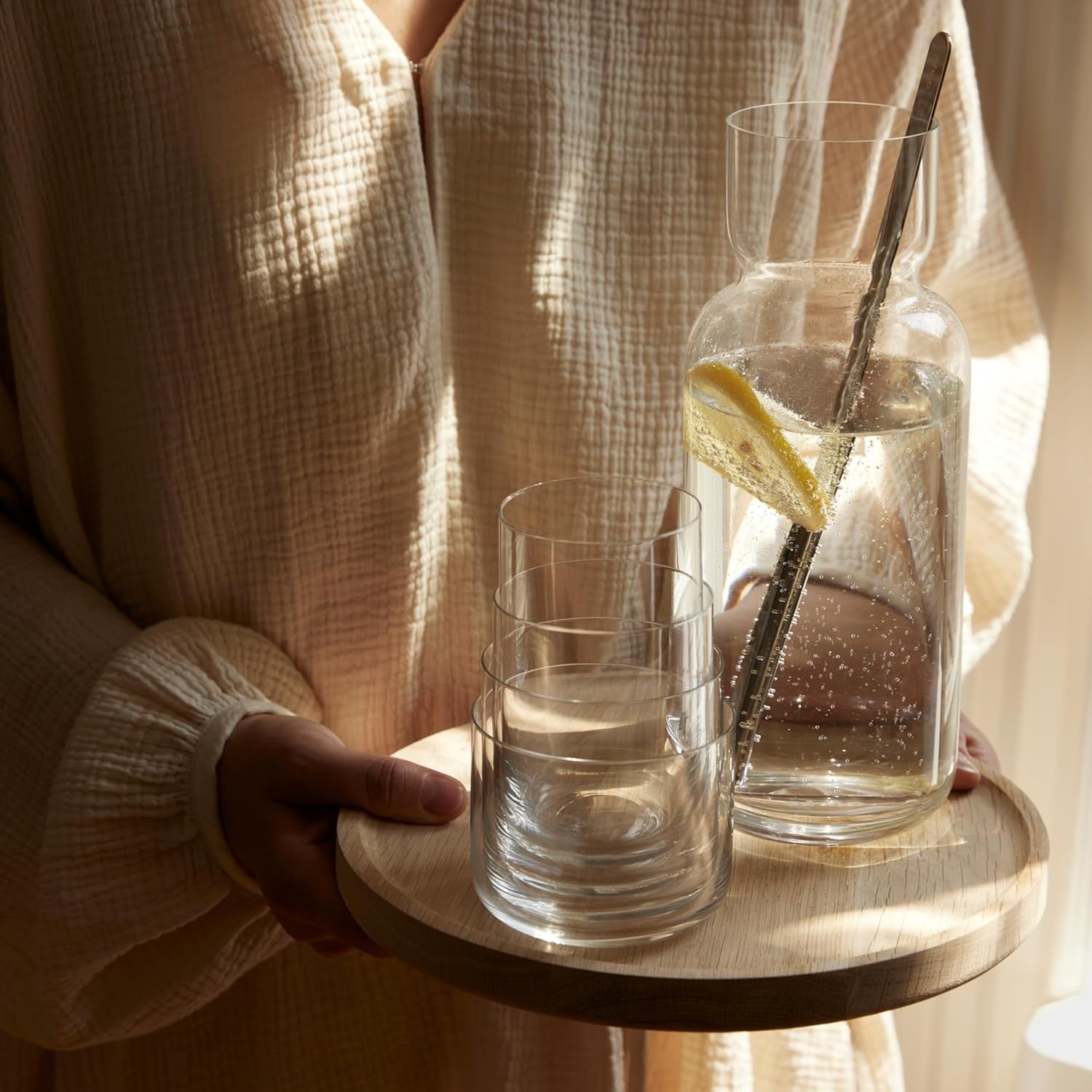 Set of 4 Crystal Nesting Glasses 290ml | Modern Stackable Drinking Tumblers