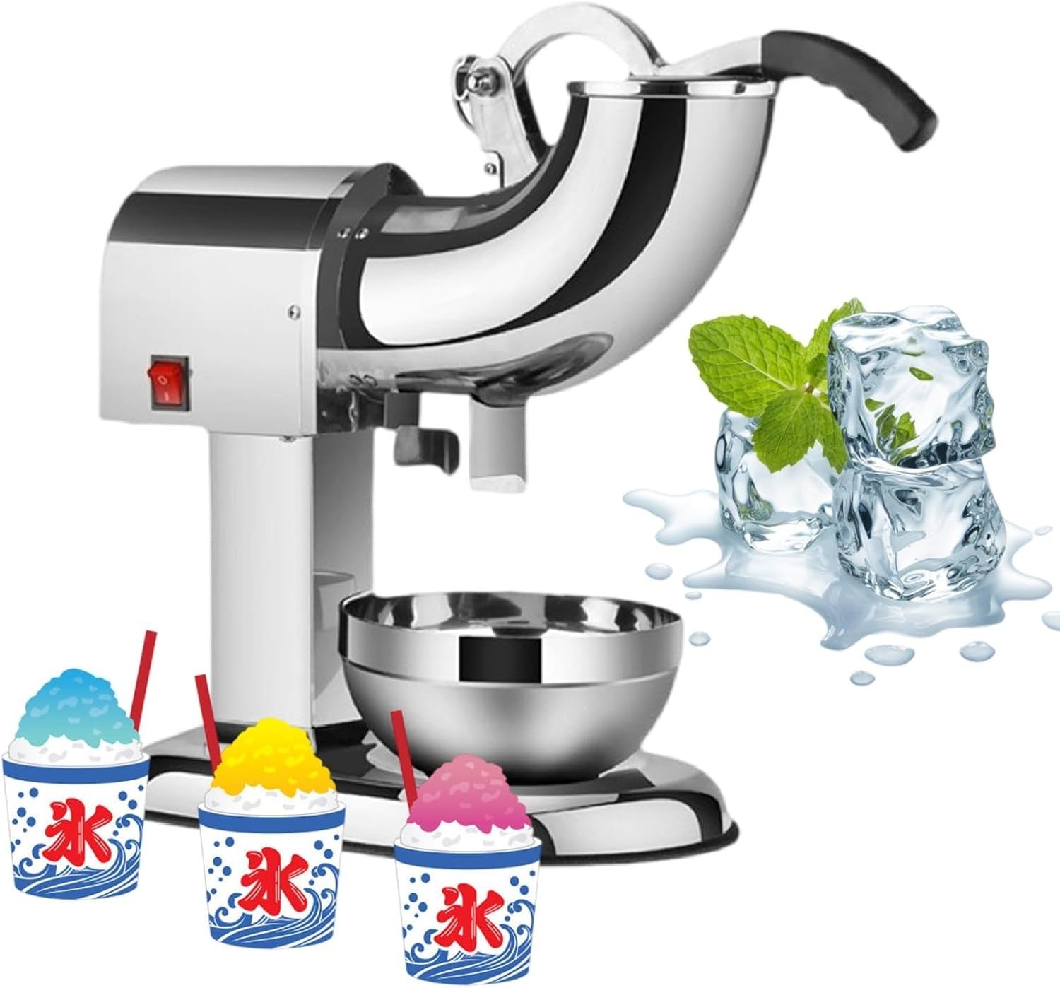 Commercial Ice Shaver Snow Cone Machine 350W Stainless Steel Countertop